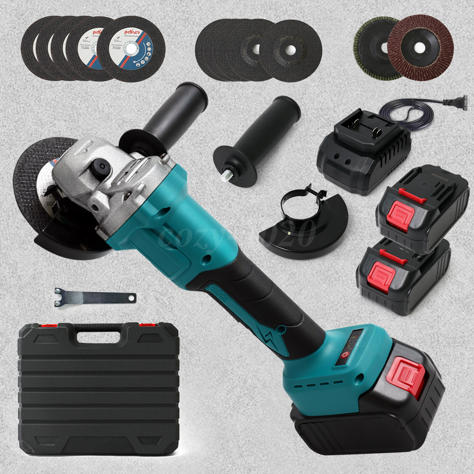 21V Cordless Angle Grinder Cutting Brushless Detail Sander W/ 2 Battery 9000 RPM