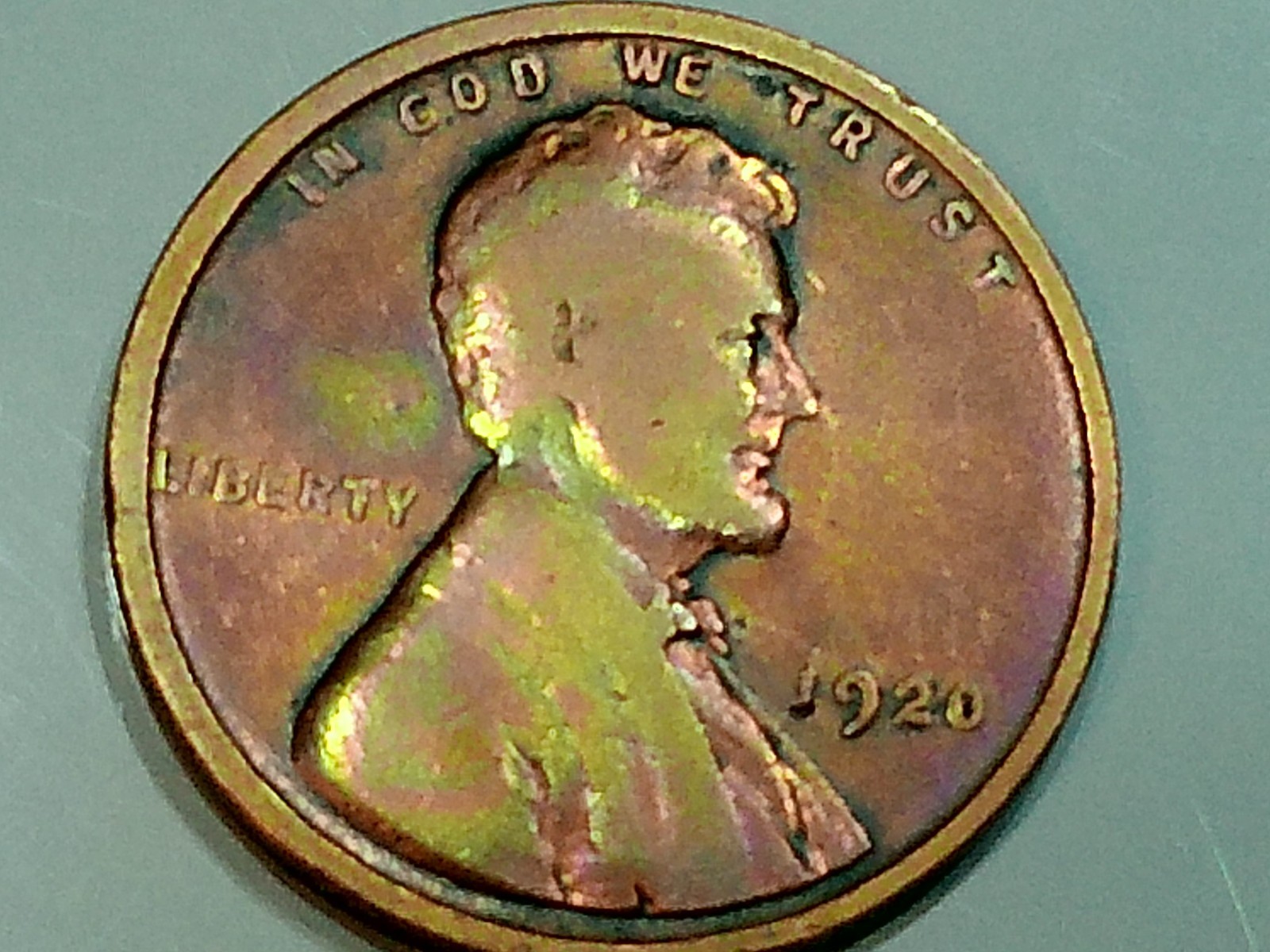 1920 us copper penny - rb - 3.0 gr. - fat rim - cir. - lite tone - good stamp -