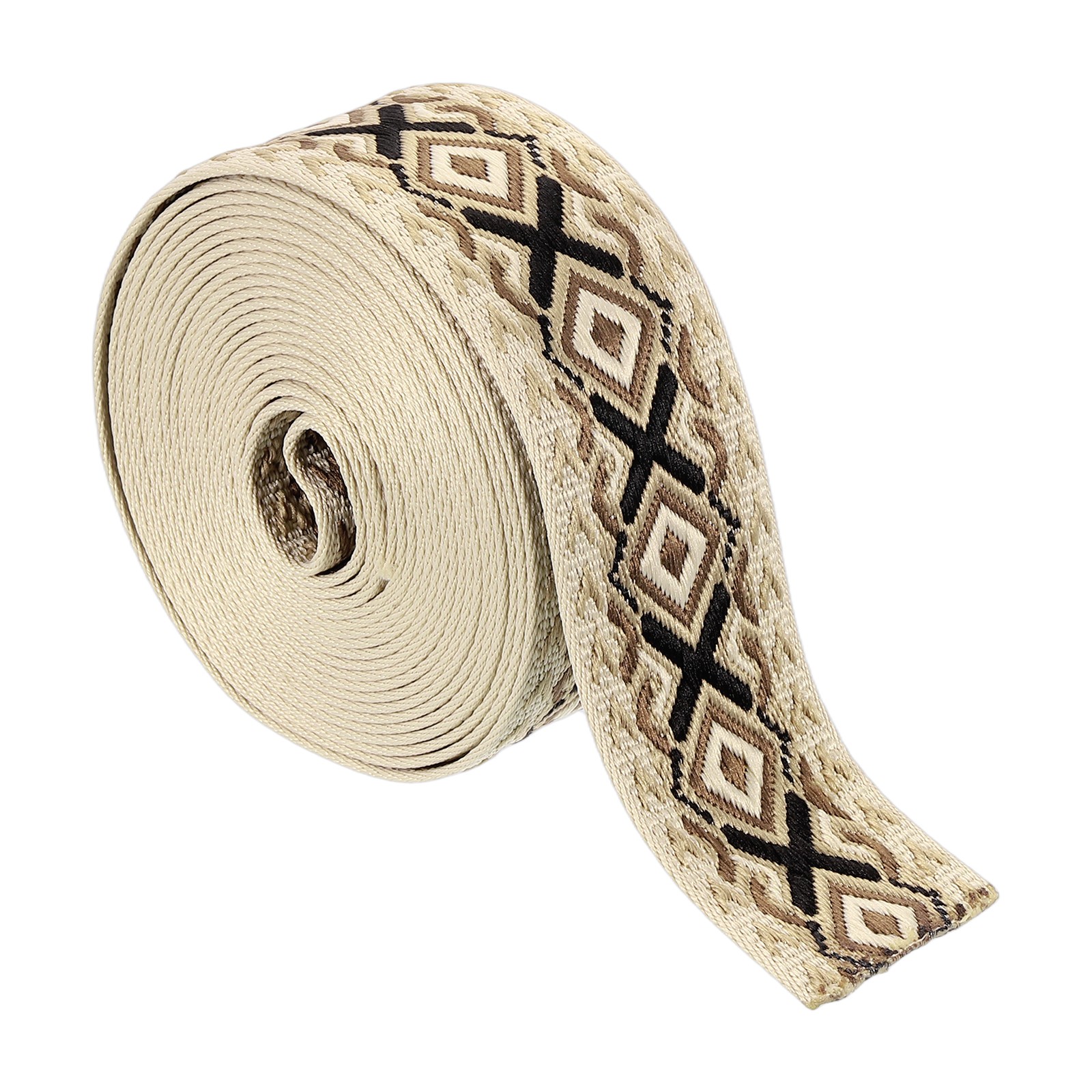 5Yards Cotton Webbing Strap 50mm Jacquard Webbing Purse Strap, Khaki-Coffee