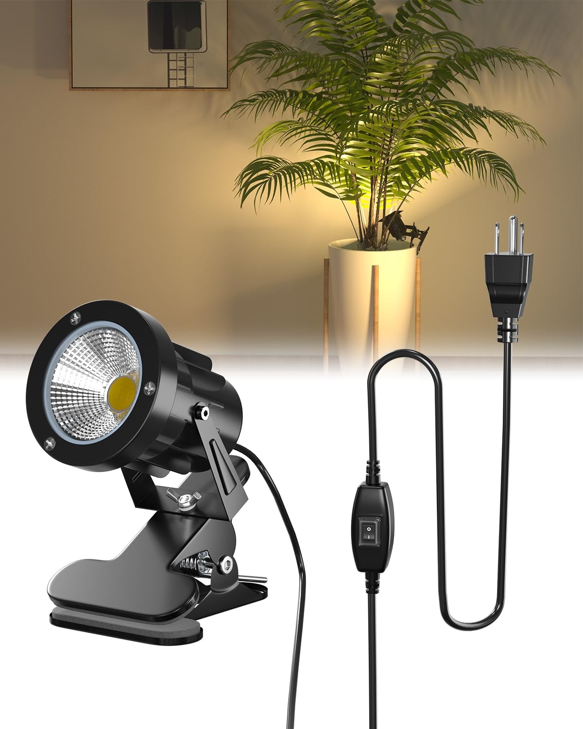 Clip On Spot Light Plug in with On/Off Switch IP65 Water Resistant Plant Spot...