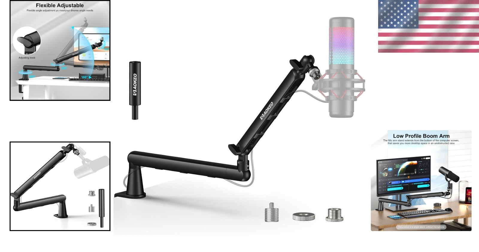 Adjustable Microphone Boom Arm for Blue Yeti HyperX Elgato Wave
