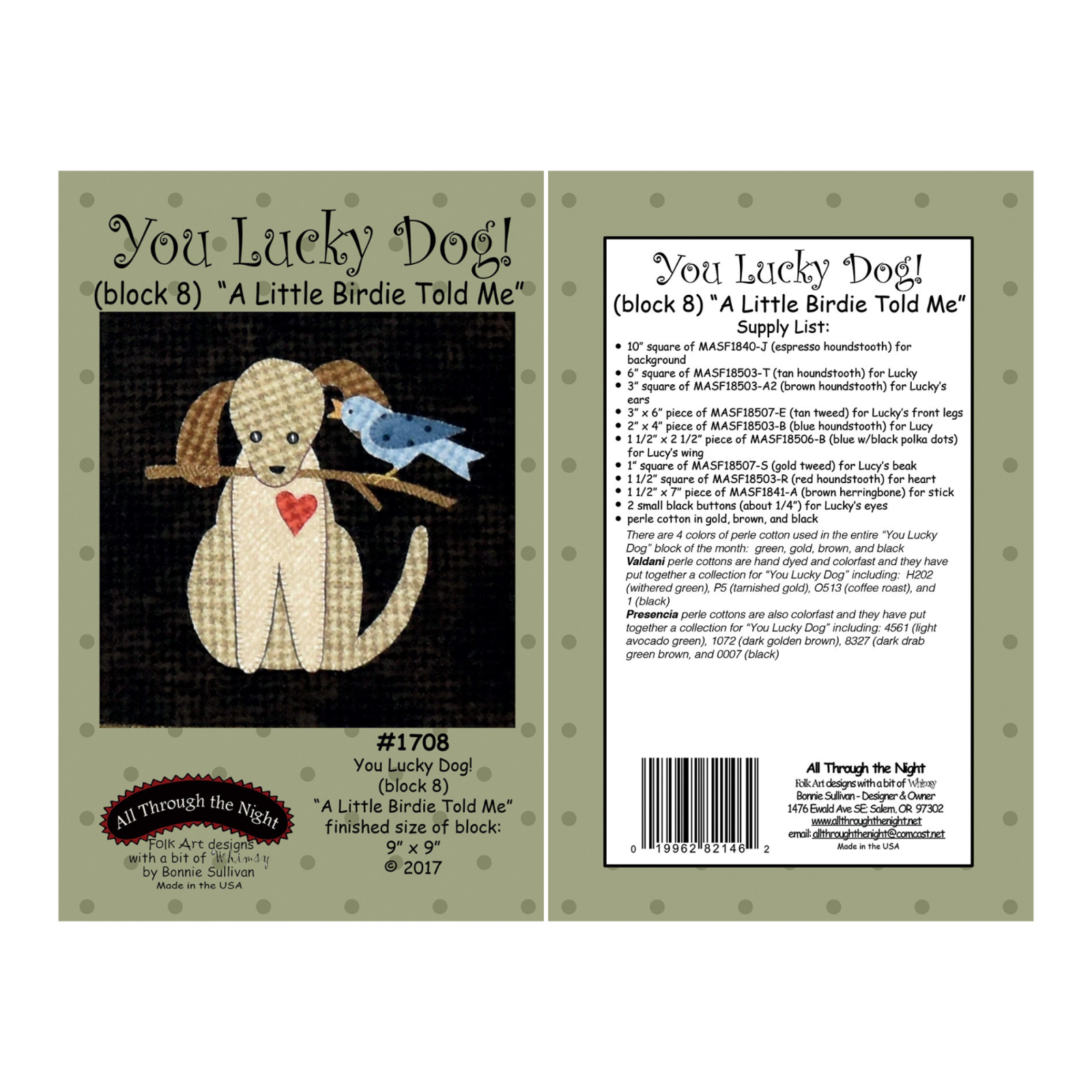 You Lucky Dog! Woolies Applique COMPLETE Quilt Pattern Set of 11 (NOT KIT)