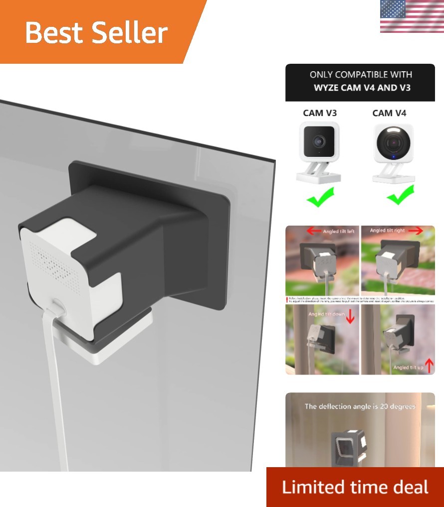 Securely Mount Wyze Cam V4/V3 with 20° Adjustable Tilt for Crystal Clear Views