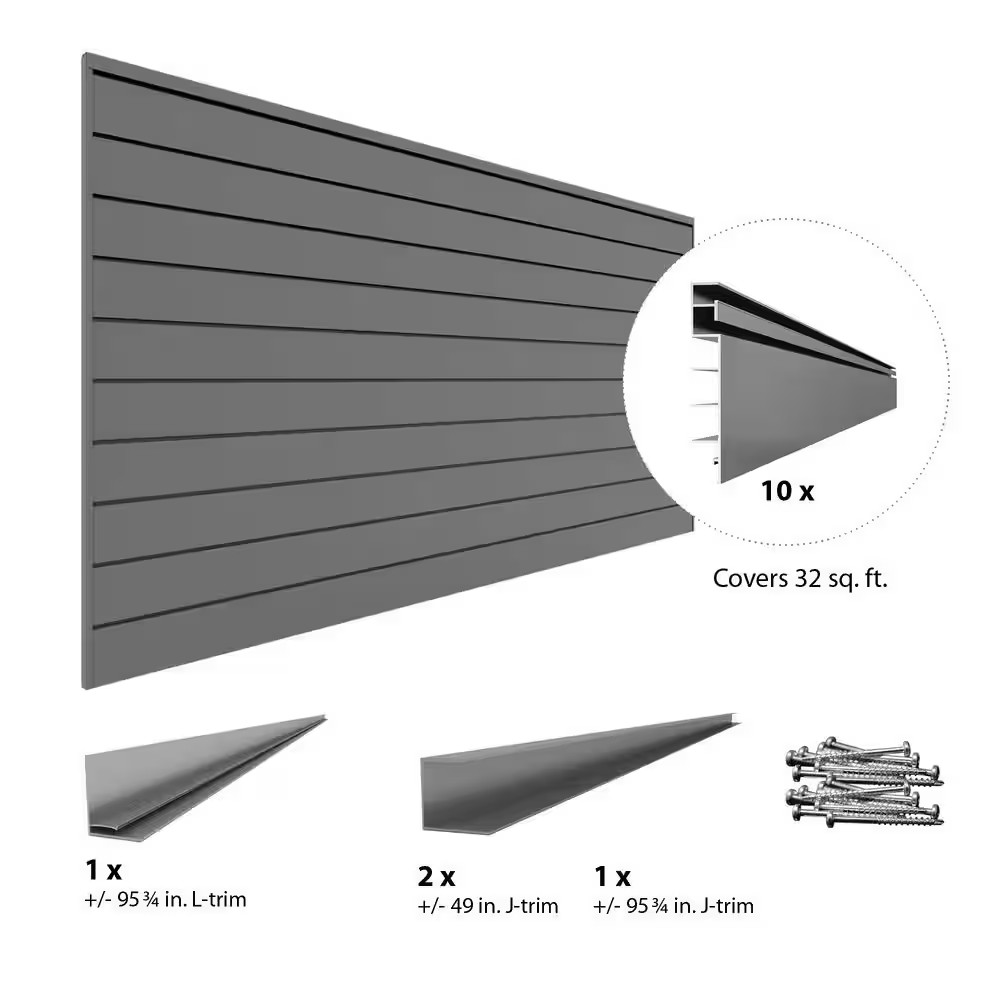 PVC Slatwall 8 Ft. X 4 Ft. Light Gray