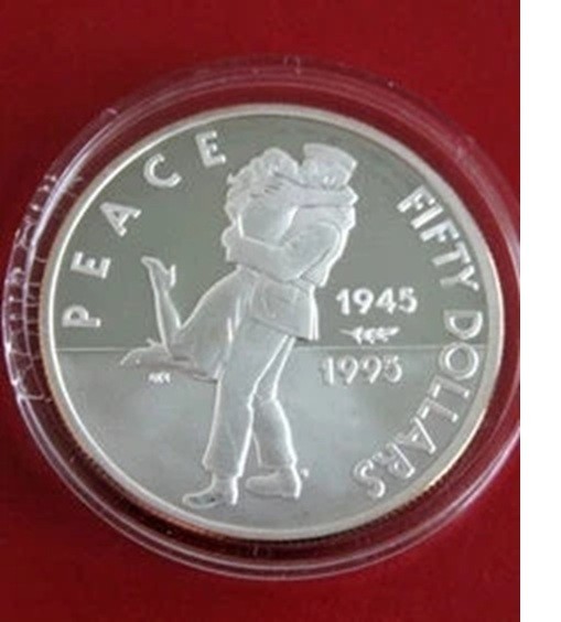 1995 Marshall Isl. Large 1 OZ Silver Proof $50-WWII-Victory-GI/Sweetheart