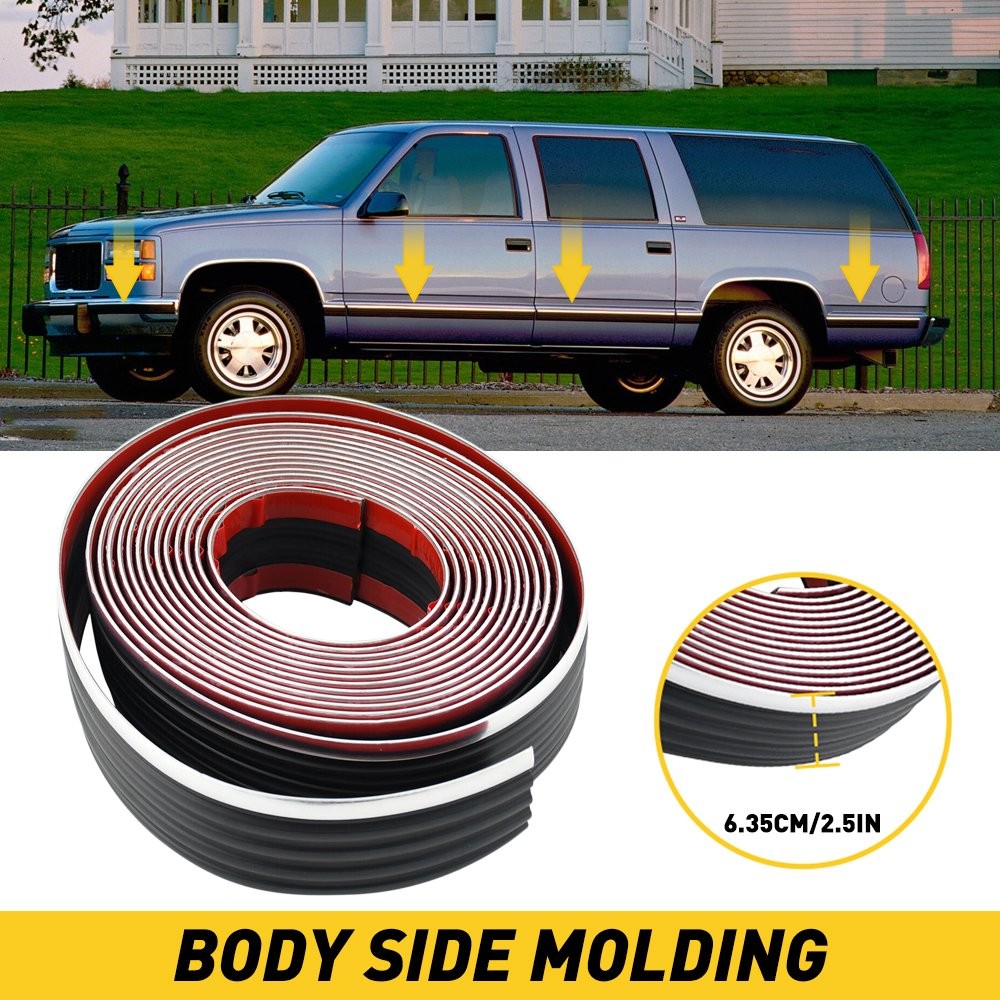 FOR 88-99 CHEVY CHEVROLET GMC C/K PICKUP TRUCK CHROME BLACK BODY SIDE MOLDING 6M
