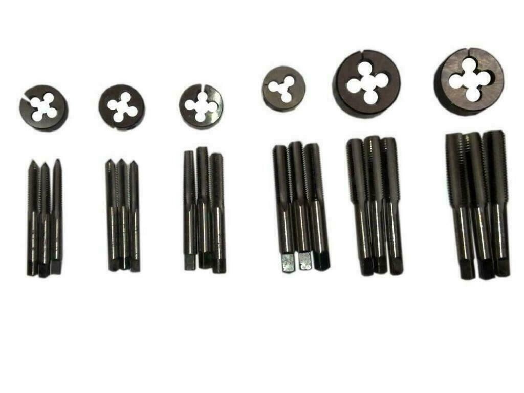 All RIGHT TAP AND DIE SET 3/16 TO 1/2" BSF -6 SIZES BRITISH STANDARD FINE 24 pcs