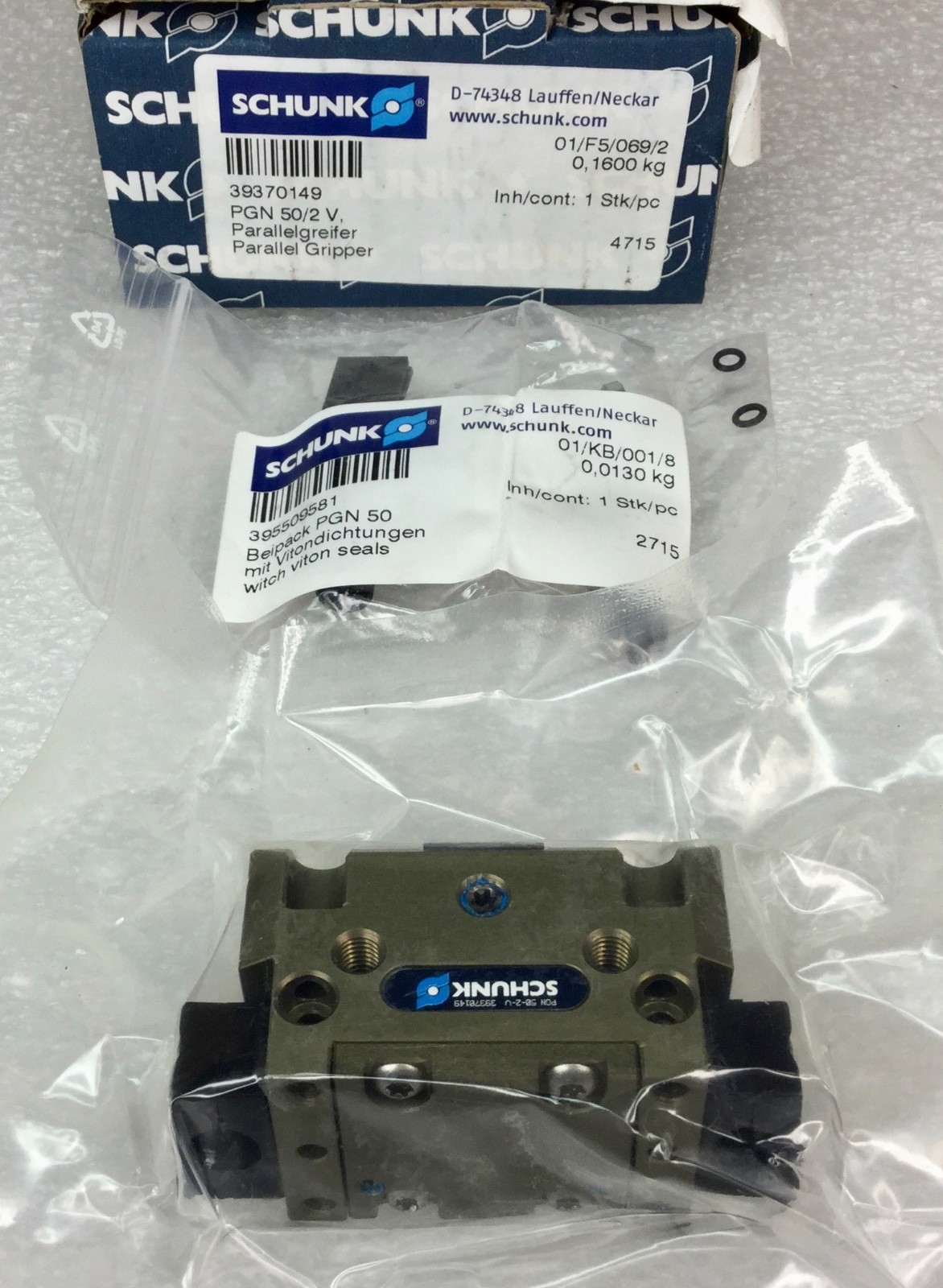 SCHUNK PGN50/2V 2-FINGER PNEUMATIC PARALLEL GRIPPER 39370149 NEW IN BOX