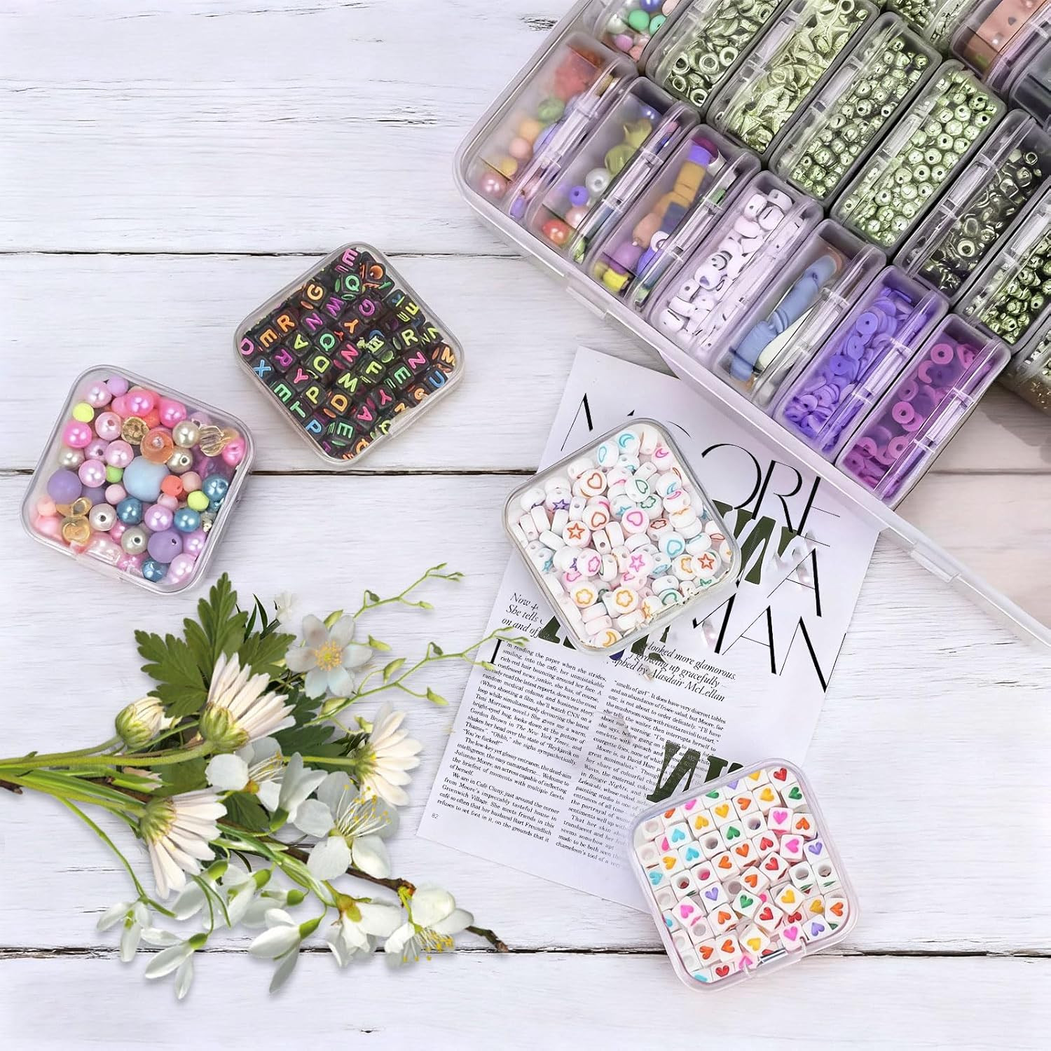 Bead Organizer Box, 62 Pcs Small Beads Organizers, with Classification Tags and