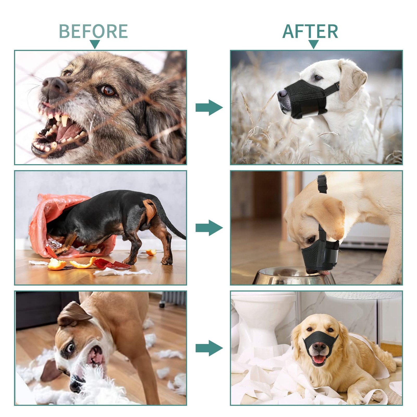 Soft Nylon Dog Muzzle for Biting, Barking, Chewing Adjustable, Breathable
