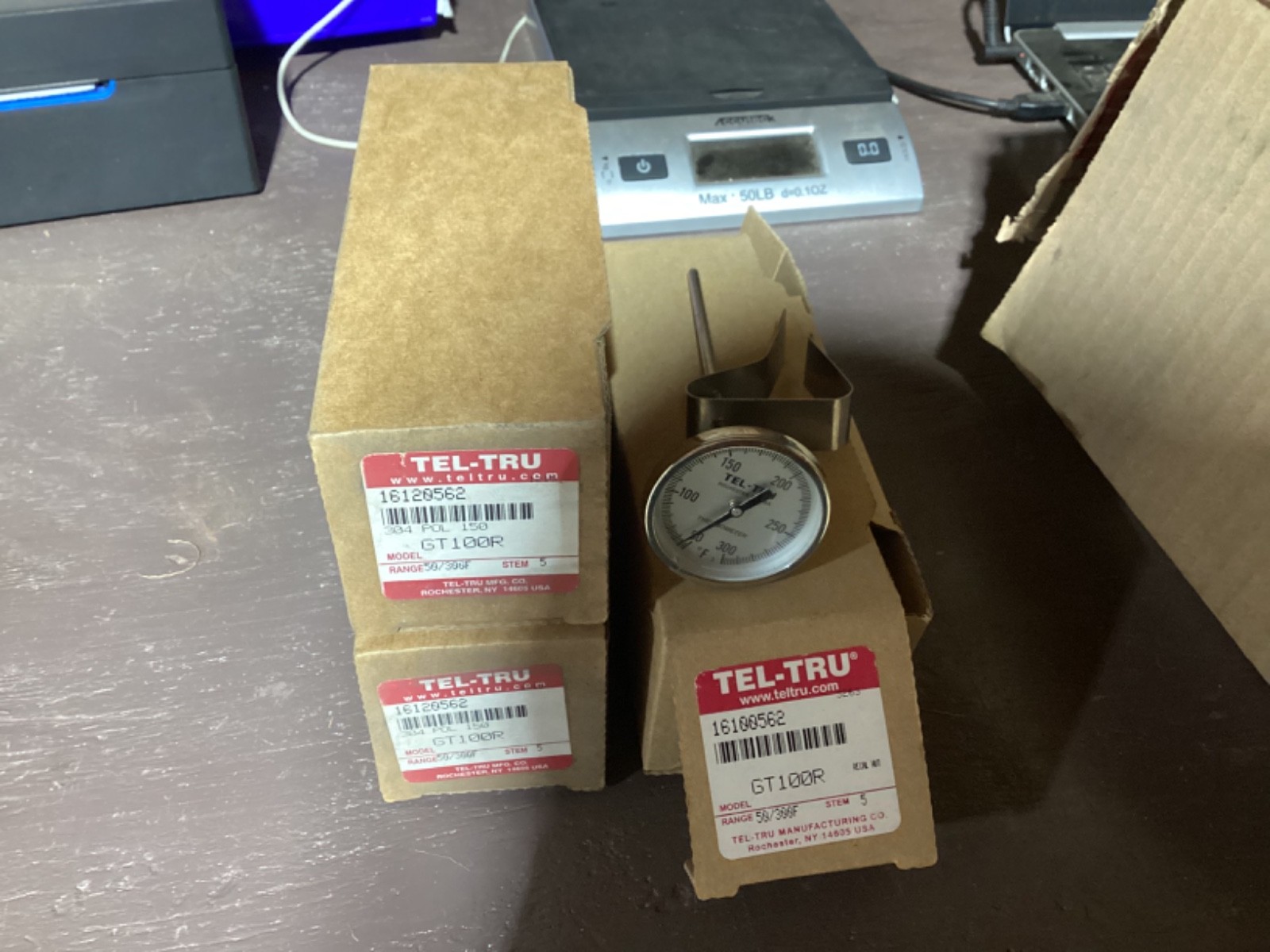 Lot of 3 Tel-Tru GT100R Thermometer 30-300 Deg. F 5in Stem 2in Gauge