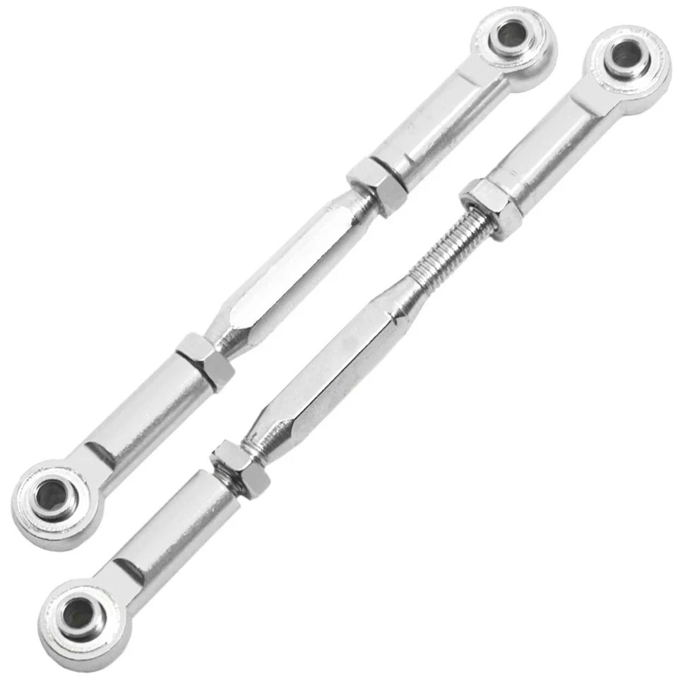 2PCS RC Front Rear Metal Steering Servo Link 70-90mm Adjustable Turnbuckles