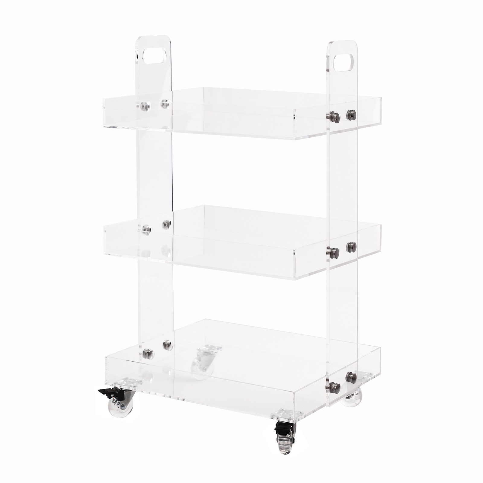 3-Tiers Acrylic Utility Rolling Cart Multifunction Storage Cart with Wheels