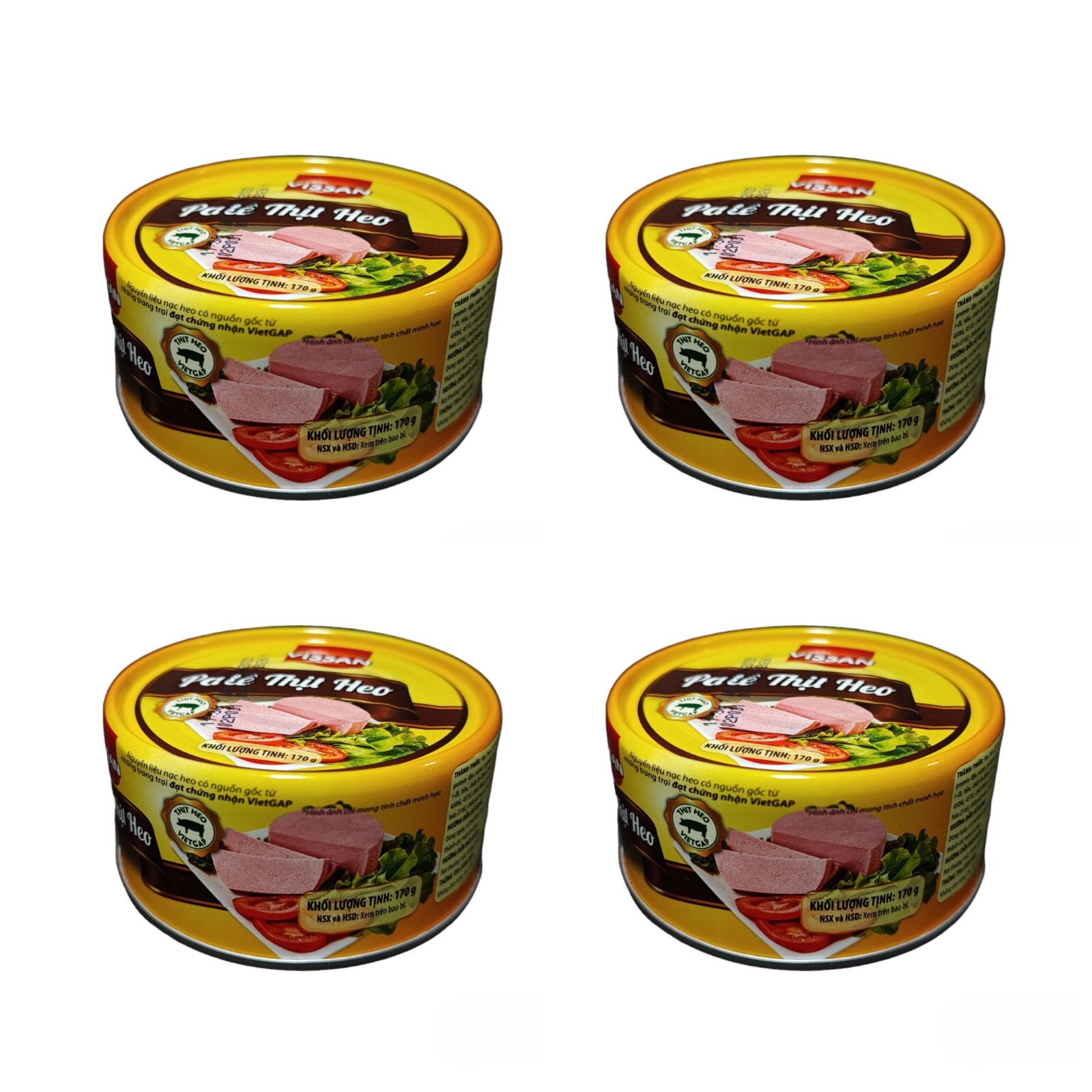 (Vietnam) new  4 x Pate Thit Heo, Mam Chung Hot Vit Muoi Vissan Pork Pate 170g