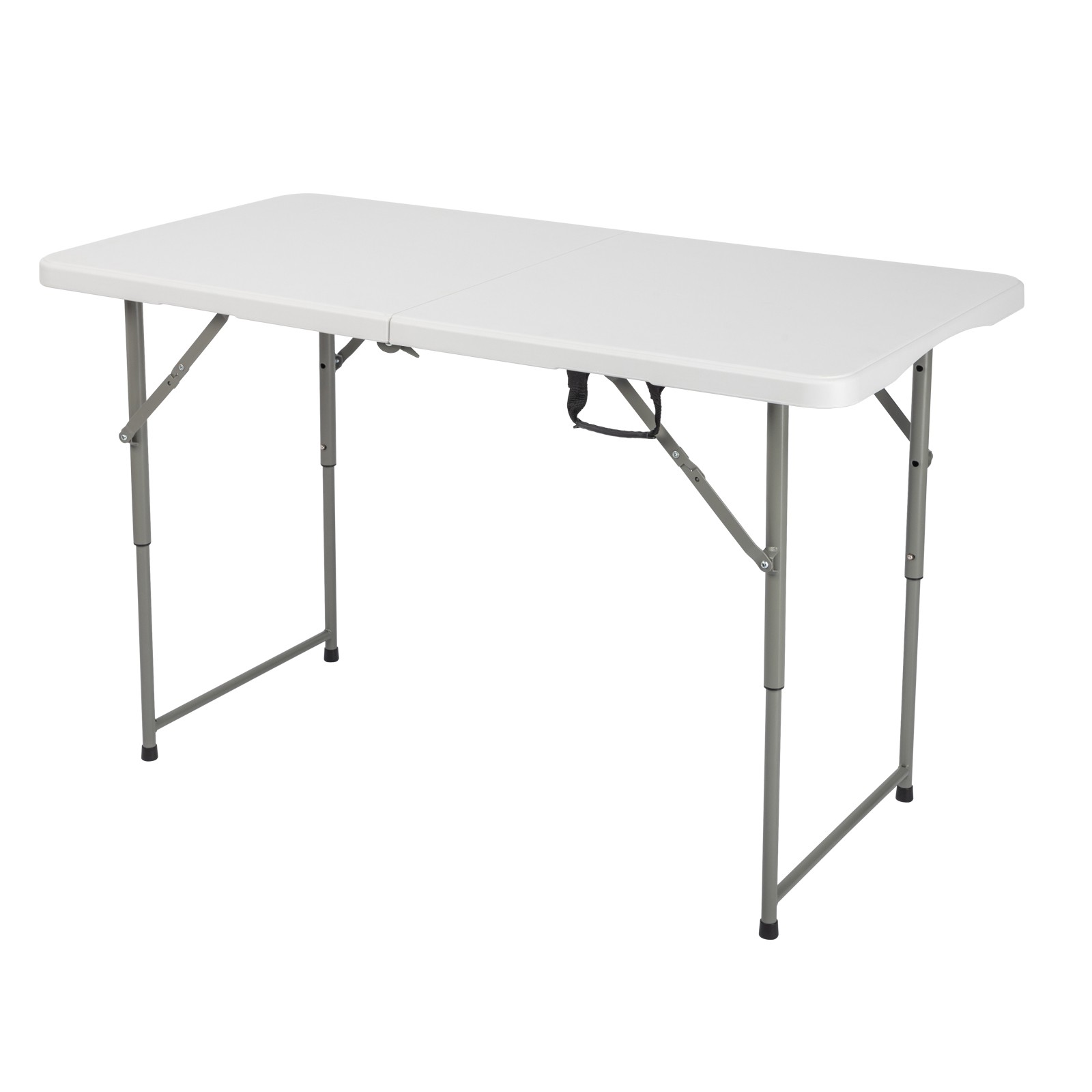 4' Heavy Duty Plastic Folding Table Center Fold Height Adjustable Indoor Outdoor