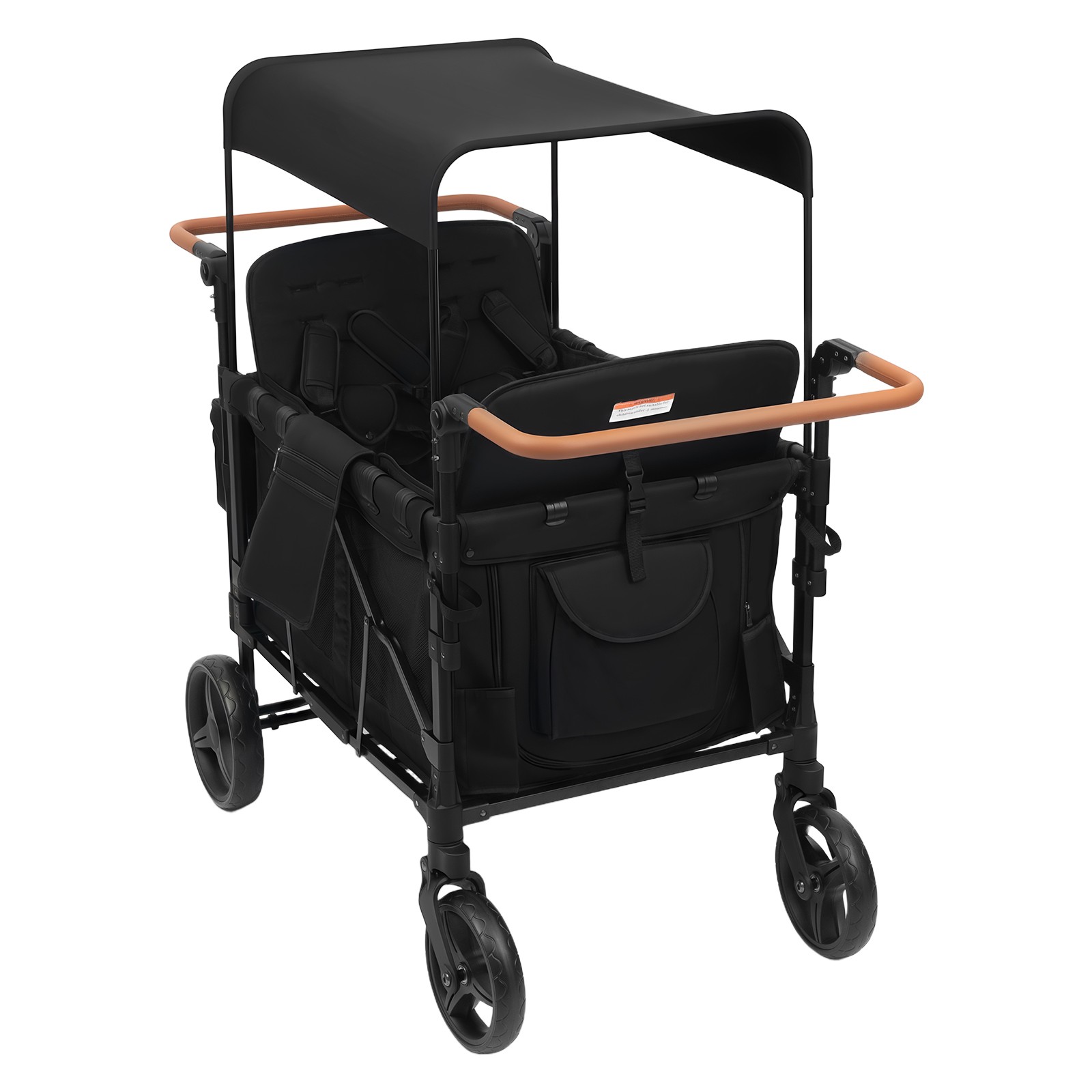 4 Seater Stroller Wagon Quad Stroller Wagon 4 Kids w/Adjustable Handle & Canopy