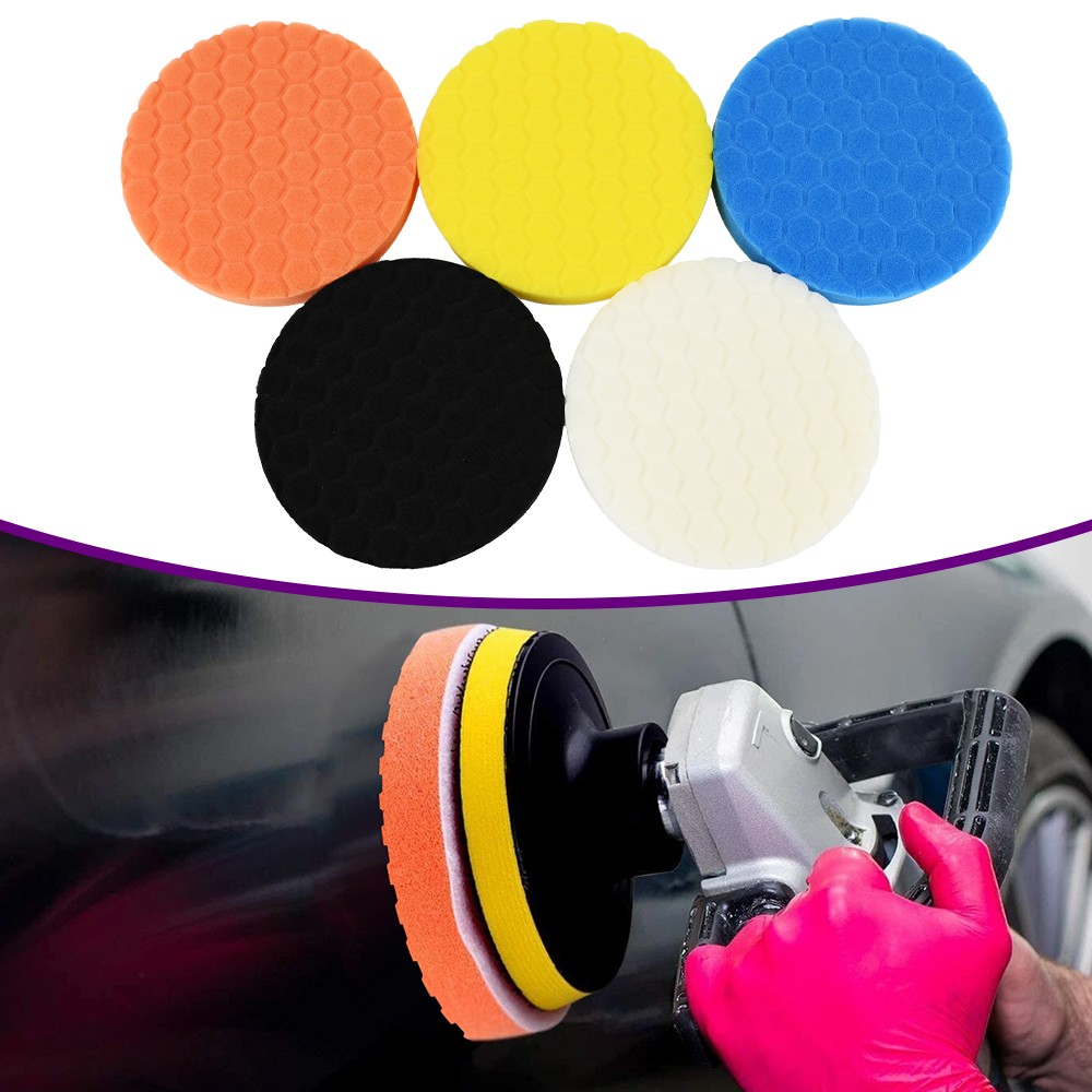 5Pcs Polishi Pad 5/6/7in Car Waxing Foam Kit Buffer Polisher Buffing Wheel
