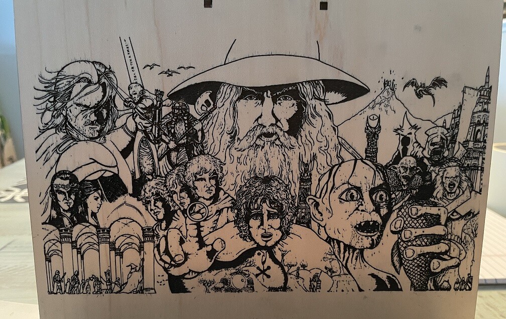 Hand Made Custom Lord of the Rings Themed Wooden Keepsake Laser Etched Box