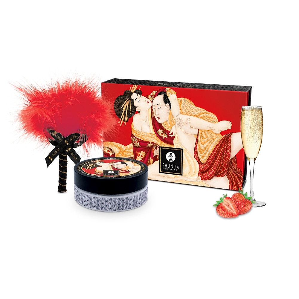 Shunga Kissable Massage Powder - 2.65 oz - Sparkling Strawberry Wine