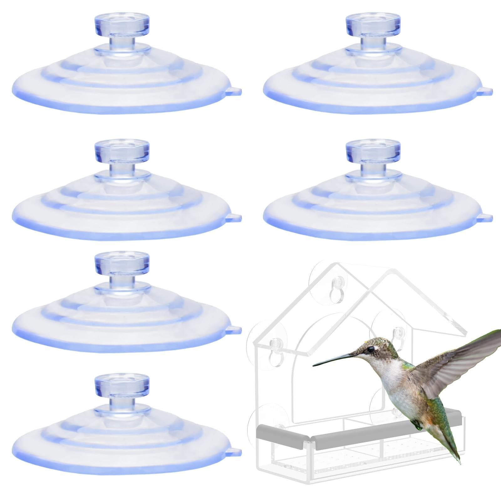 XJKJSX 6 Pack Replace the Suction Cups of Birds transparent blue