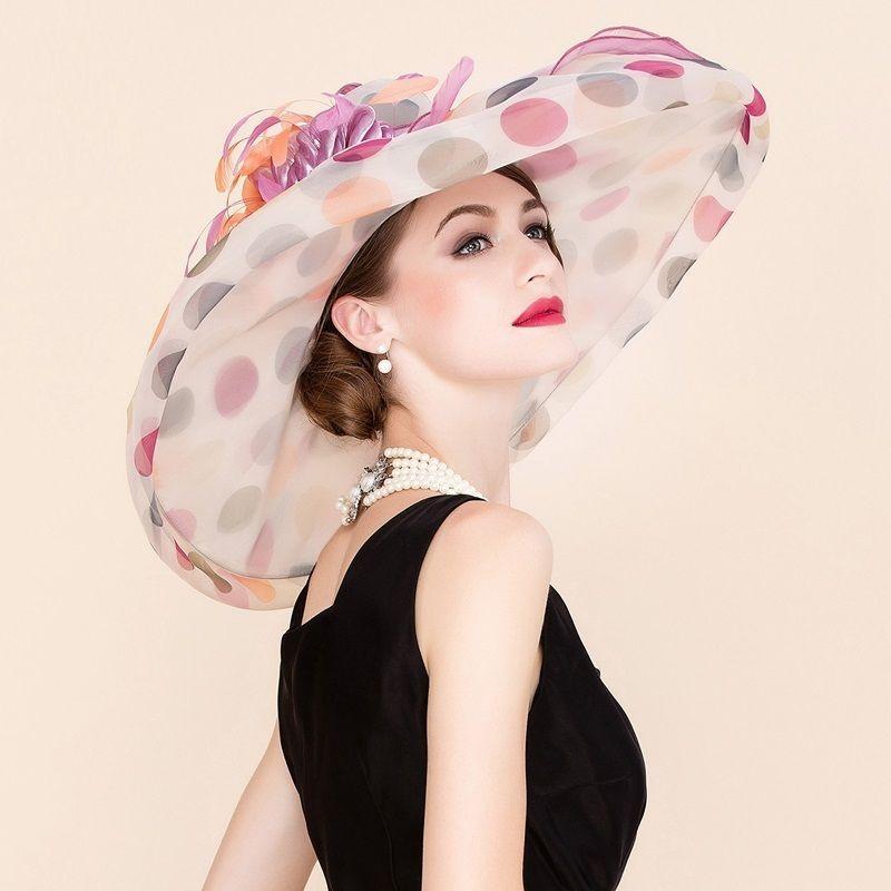New Women's Kentucky Derby Church Wedding Noble Dress hat organza feather hat