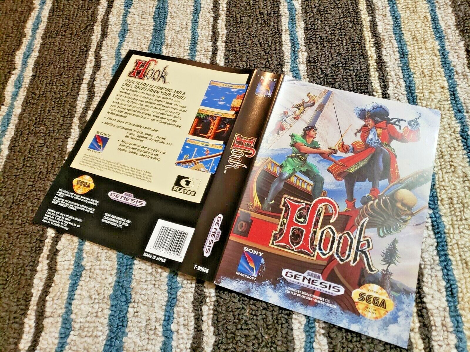 BOX ART ONLY Hook Original Sega Genesis Case Sleeve
