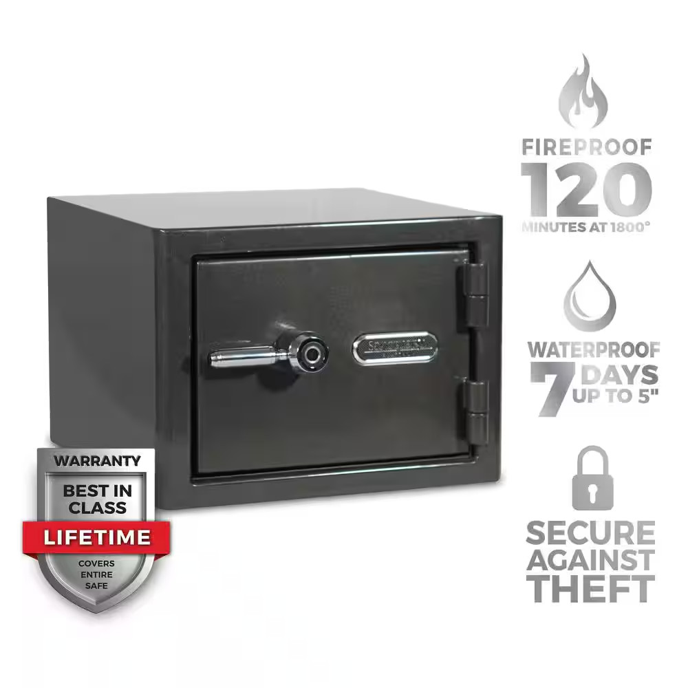 Platinum 1.07 Cu. Ft. Fireproof/Waterproof Home and Office Safe W/ Biometric Loc