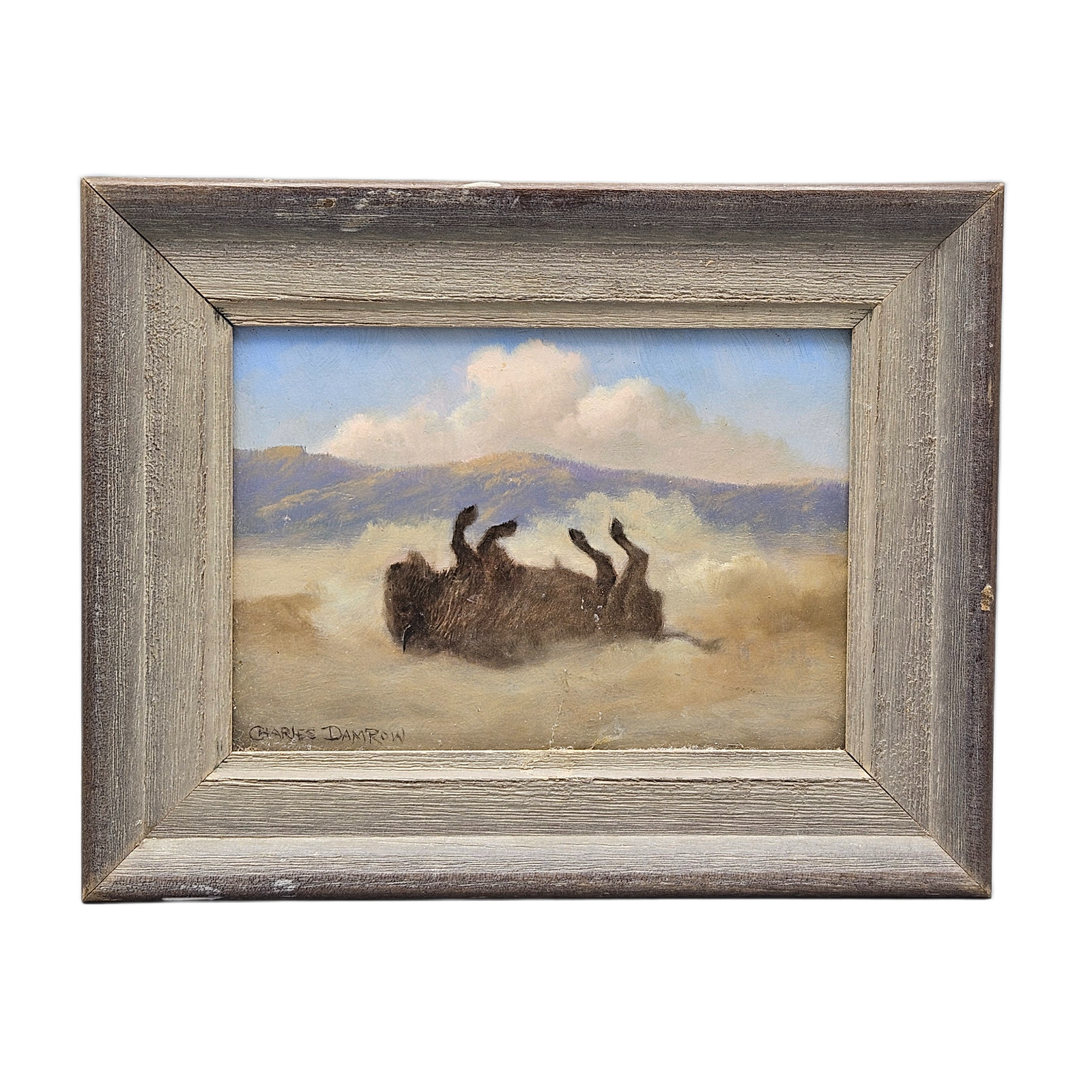Charles Damrow (American, 1916-1989) Dying Buffalo Oil on Board Painting