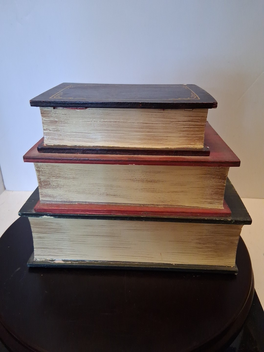 Vintage Wooden Book Stacked Stash Box Hidden Diversion Safe Secret Compartments