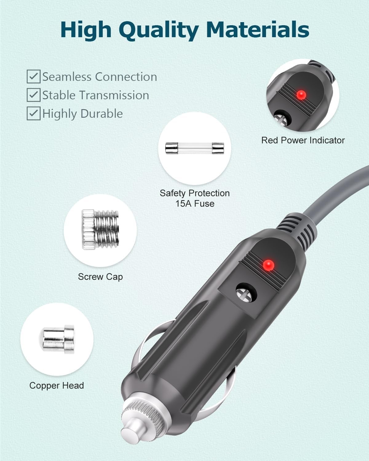Starlink Mini Power Cable Cigarette Lighter 10FT/3M DC 3M, Gray