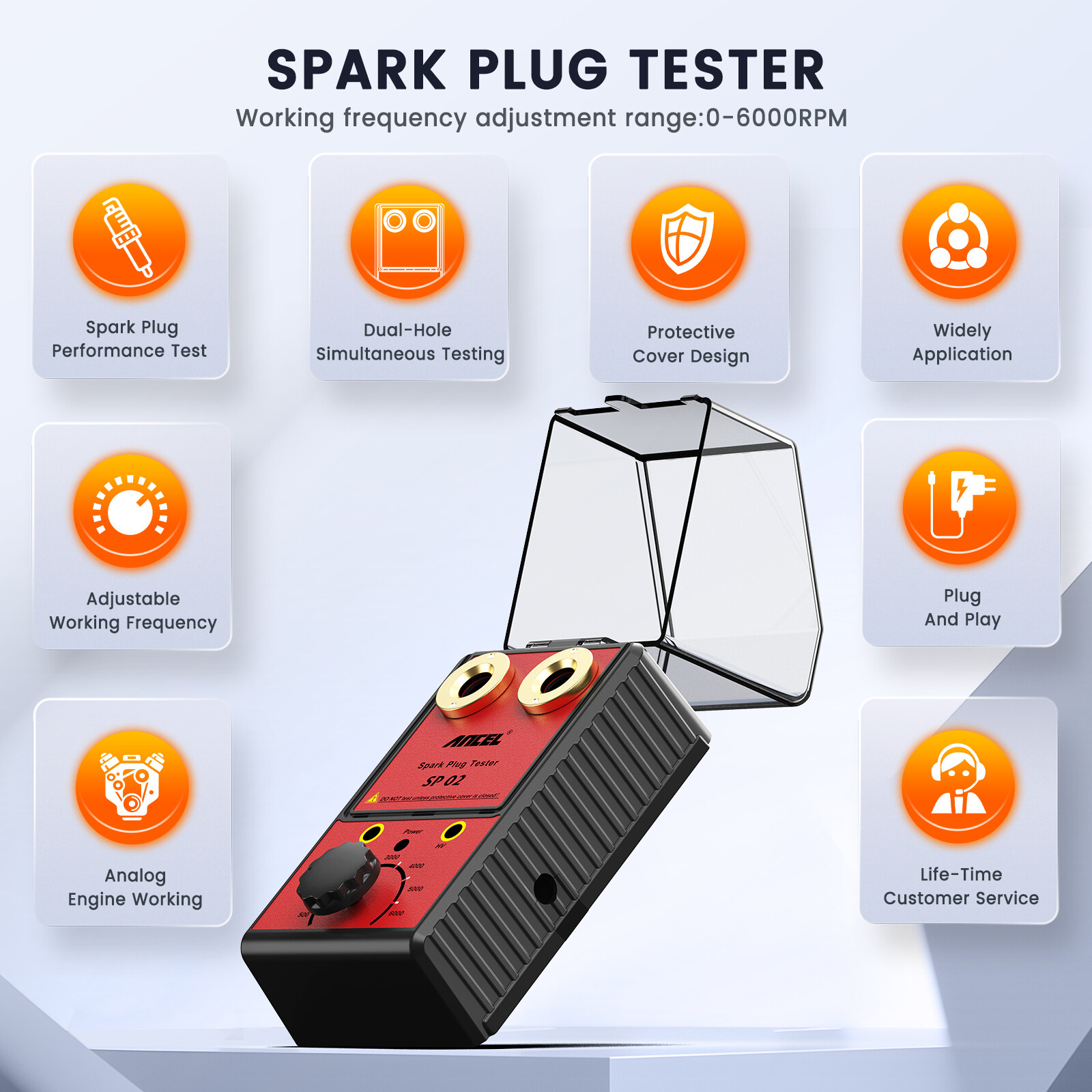 Spark Plug Tester Dual Hole Diagnostic Tool 12V Gasoline Car Ignition Analyzer