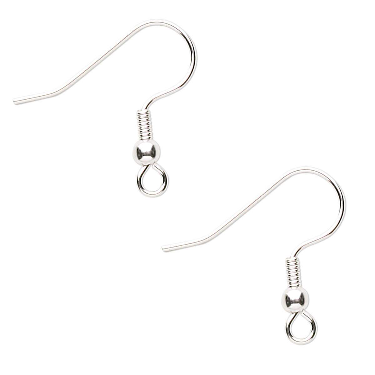 10 Surgical Stainless Steel Fish Hook Earwires 21ga w/ 3mm Ball & 4mm Coil