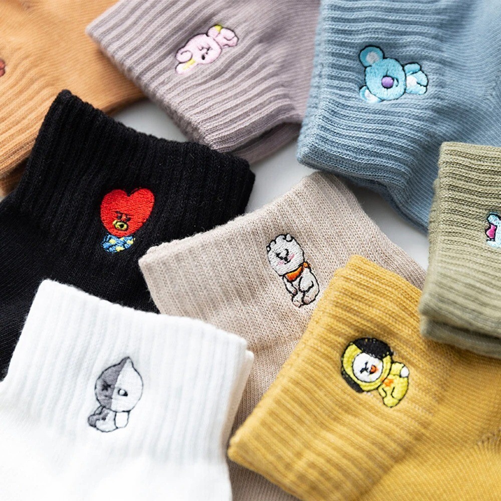 BTS Bangton Boys KPOP Cute Cartoon Cotton Socks Women Girls Army 8 Pair