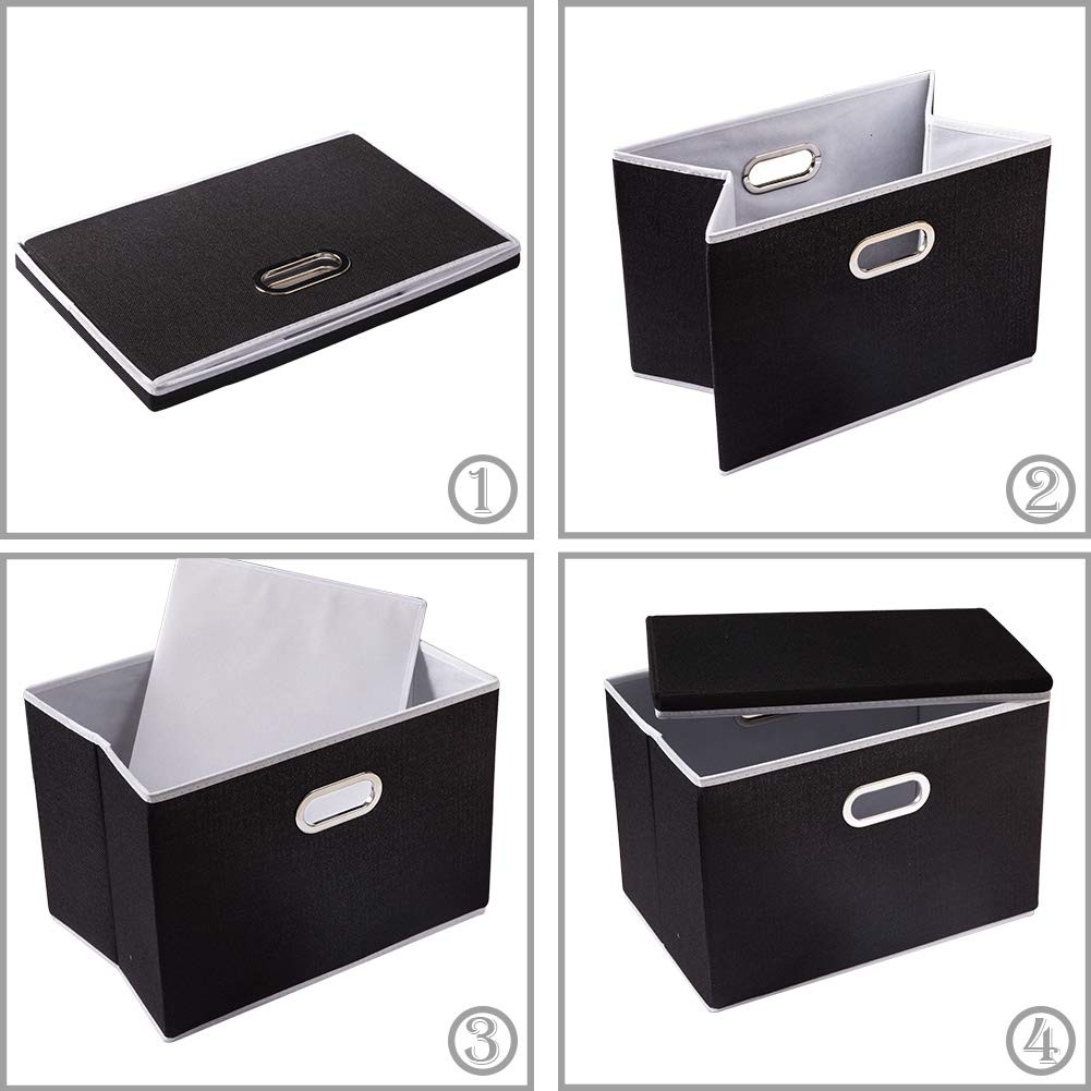 Large Foldable Storage Box with Lid [1-Pack] Fabric Collapsible Storage Bin O...