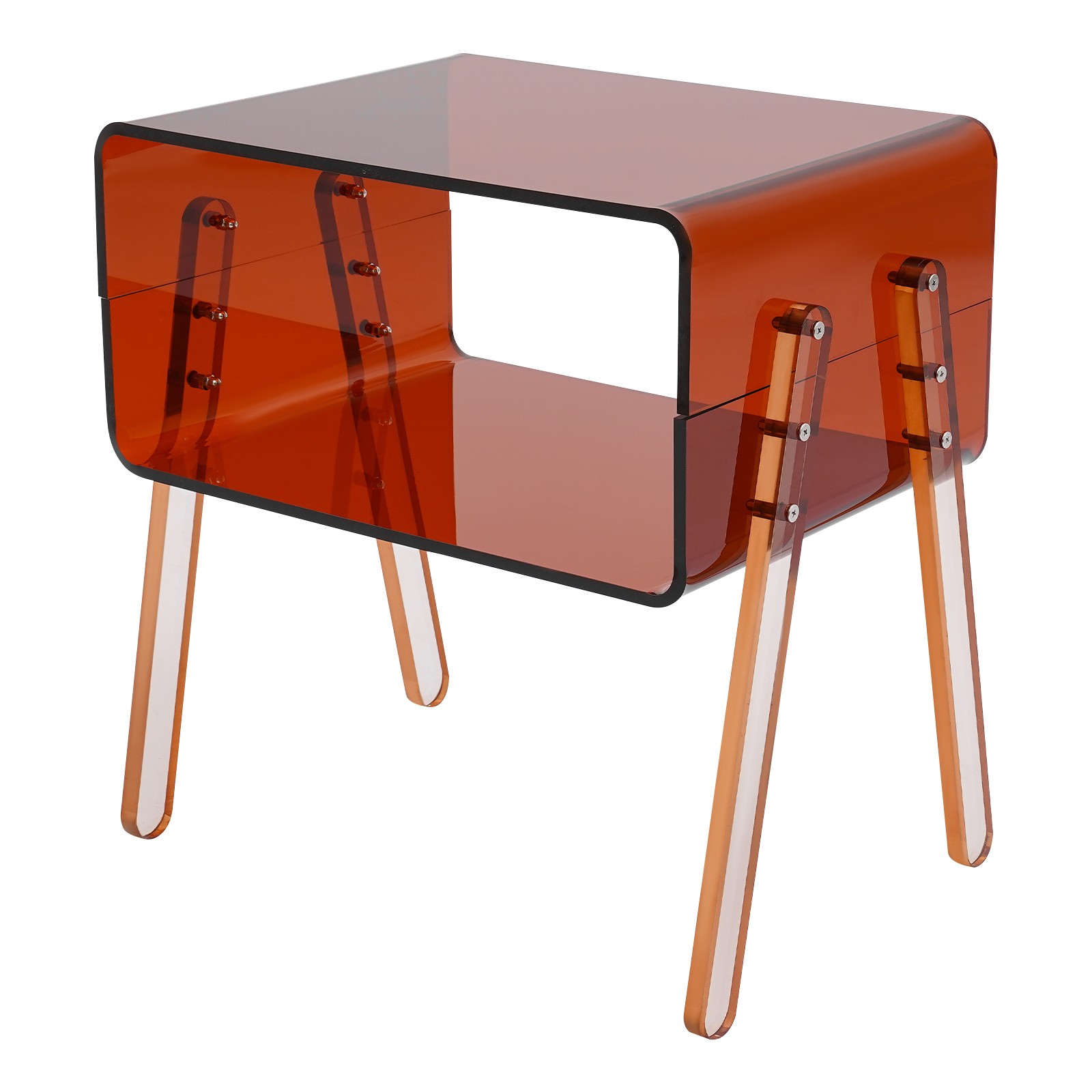 Brown Rectangular Side End Table/Night Stand Acrylic Side Table 40*30*43.2cm