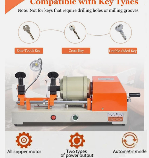 Automatic Key Cutting Machine Key Duplicating For One Tooth/Cross Key W/light
