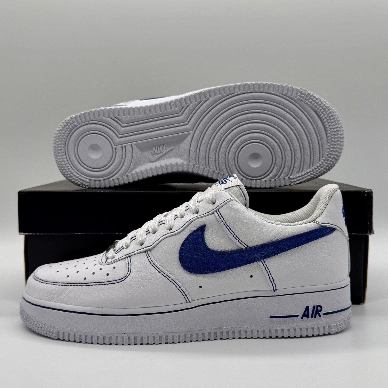 Nike Air Force 1 Low White Deep Royal Blue Sneakers HQ2037-100 Mens Size NEW