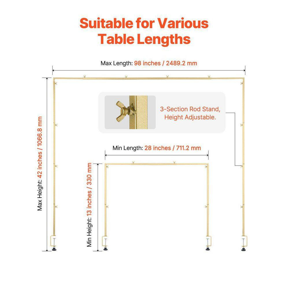2-Pack Adjustable over the Table Arch Decorative Stand with Clamps Gold