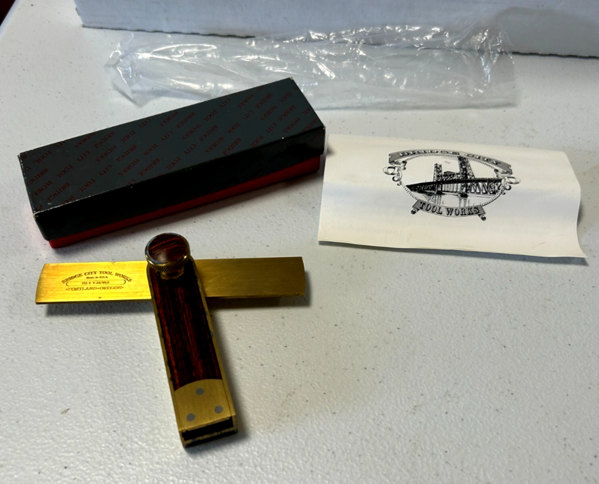 Vintage Bridge City Tool Works TB-1 T-Bevel Layout Gauge Precision tool w / Box