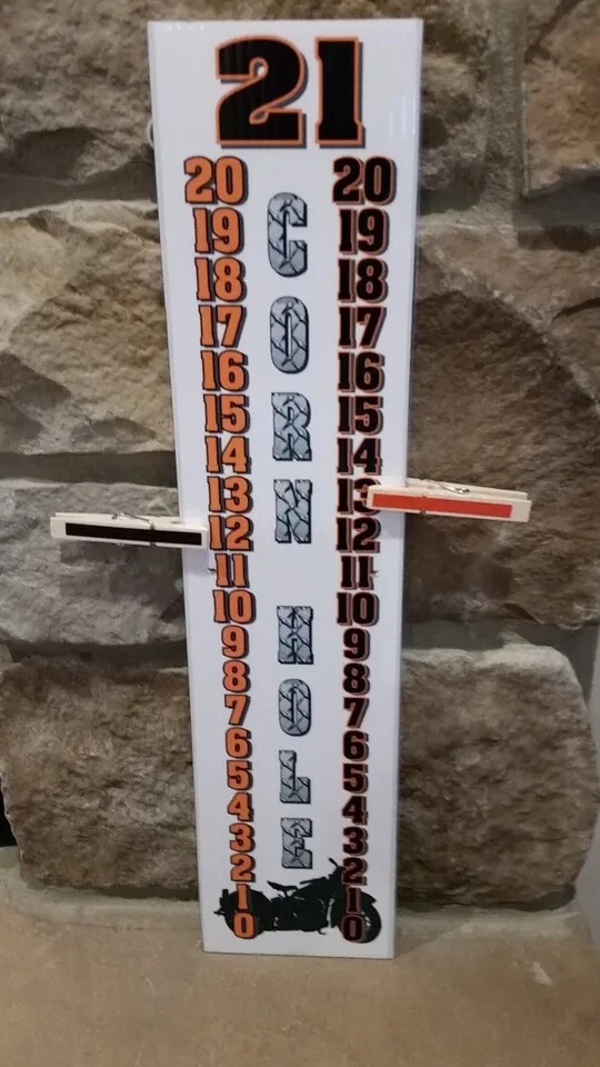 Motorcycle - Hog - Orange and Black - Cornhole Scoreboard Score Keeper