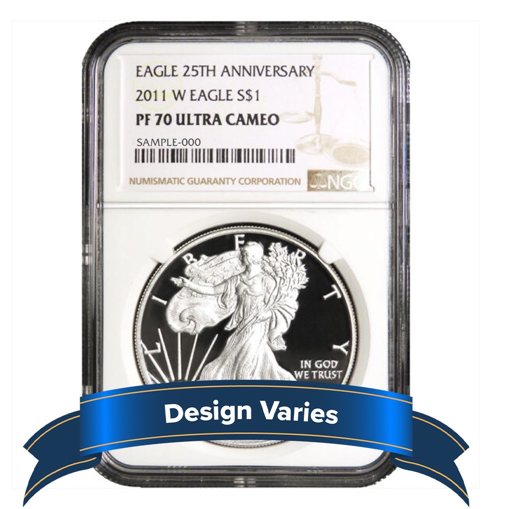 2011-W Proof $1 American Silver Eagle 25th Anniversary NGC PF70UC Brown Label
