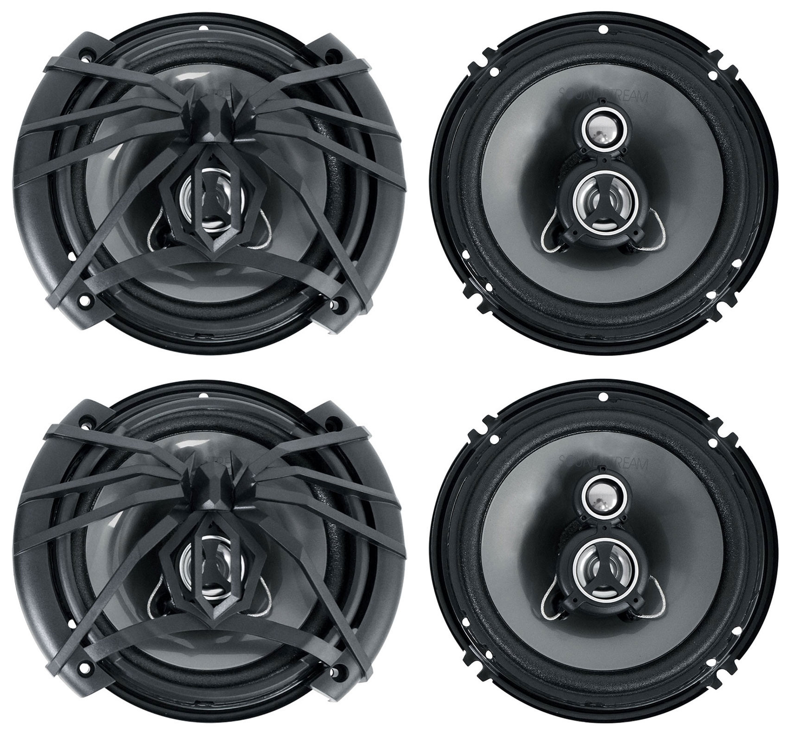 (4) Soundstream AF.653 6.5" 300 Watt 3-Way Car Audio Speakers Arachnid Series