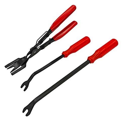3Pcs Clip Pliers Set Auto Trim Removal Tool Kit, Car Pry Tool for Door Red