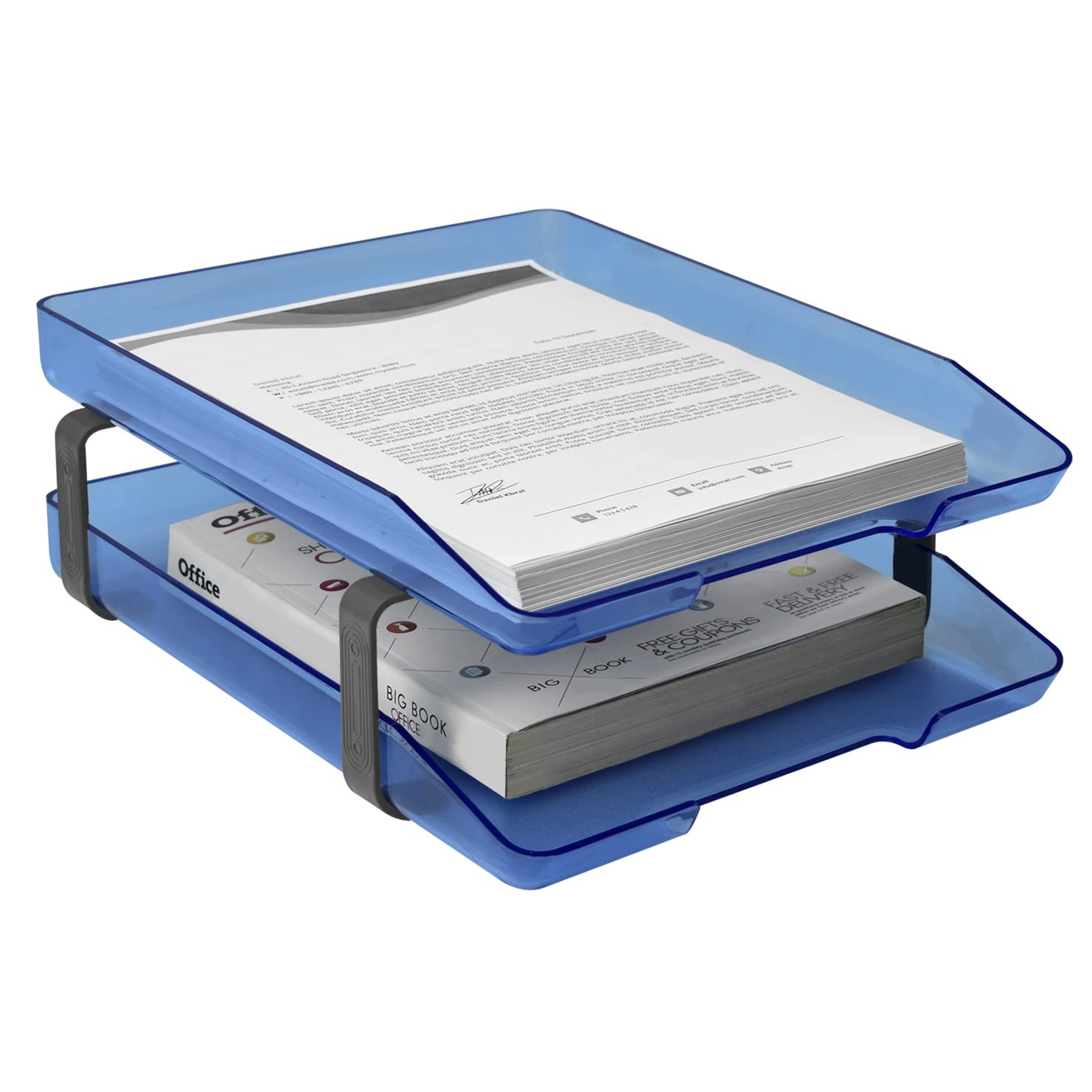 Traditional 2Tier A4 Letter Tray Front Load Plastic Desktop Organizer