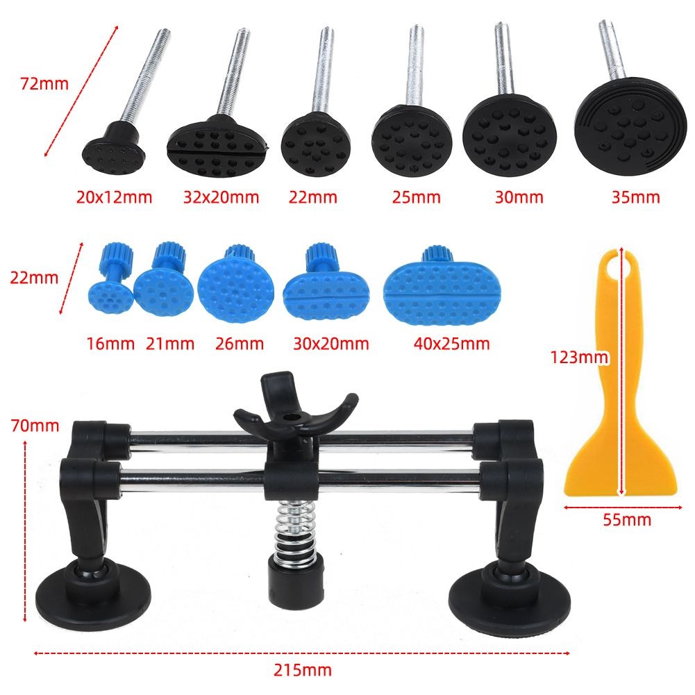 Auto Body Dent Puller Kit Paintless Dent Repair Double Pole Bridge Dent Puller