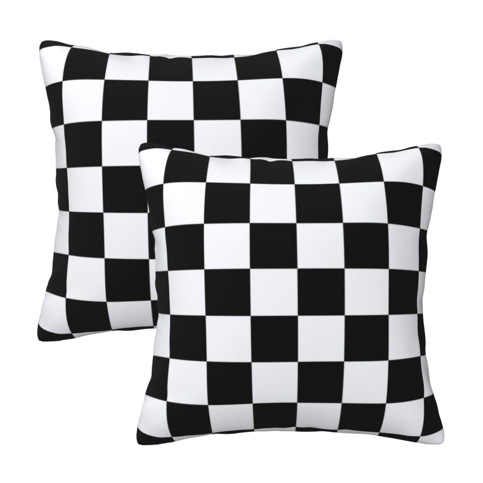 Checkered Pillow Cover 18x18 in Couch Black and White Plaid Pillow Case Set of 2