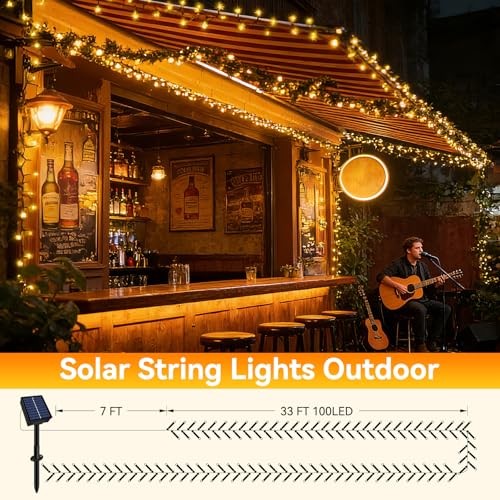 Solar String Lights Outdoor Waterproof Total 66ft 200LED 8 2 Pack Warm White