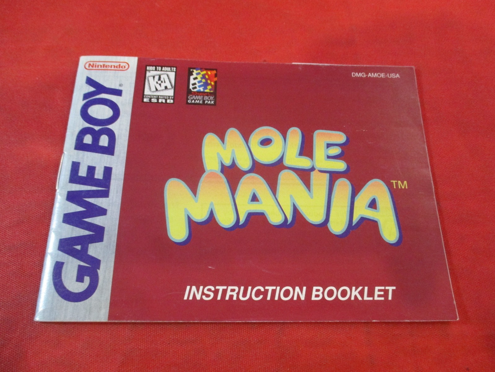 Mole Mania Nintendo Game Boy Instruction Manual Booklet ONLY