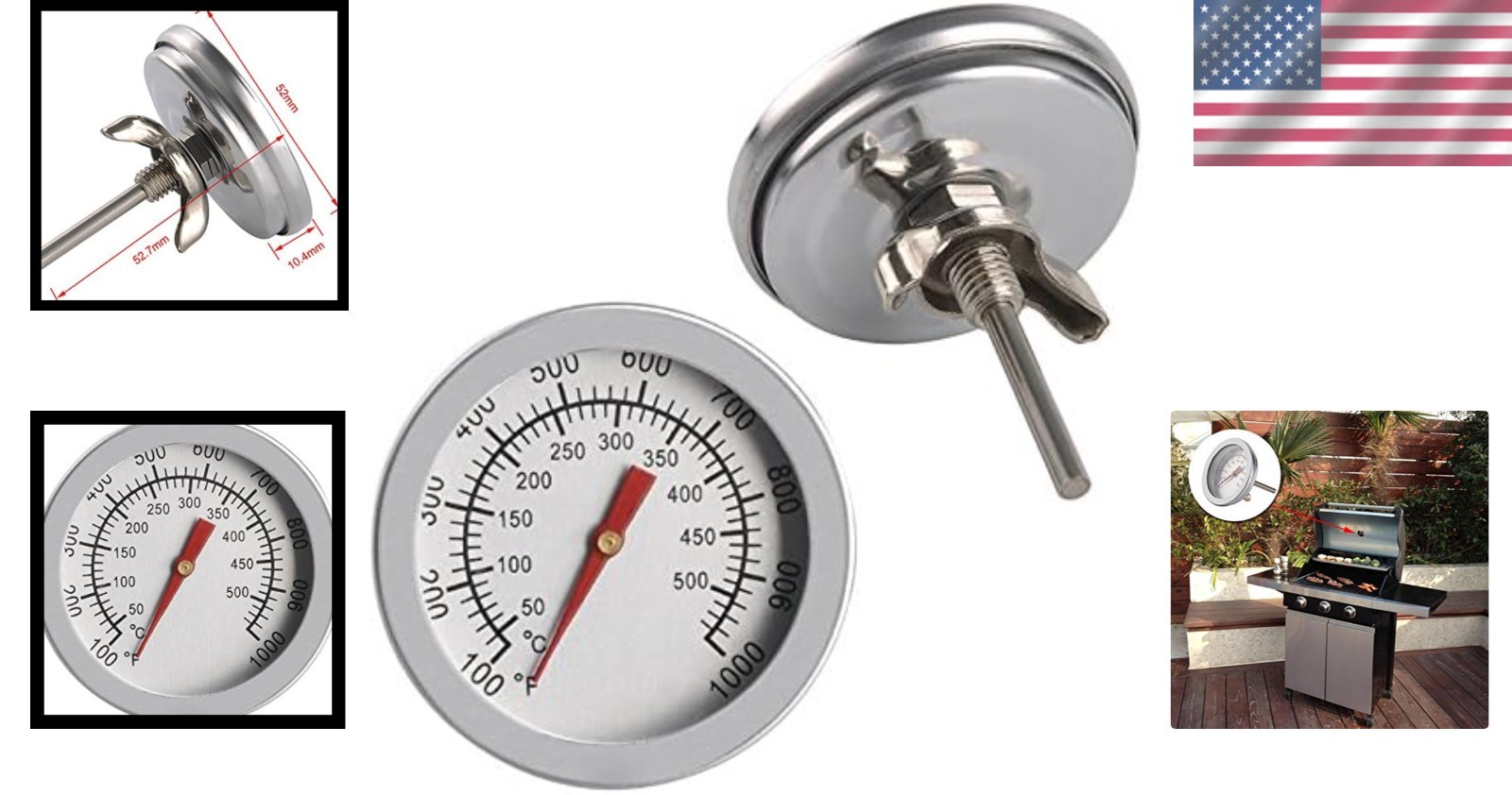 Environmentally Friendly BBQ Thermometer 2-Pack - Stainless Steel & Waterproof