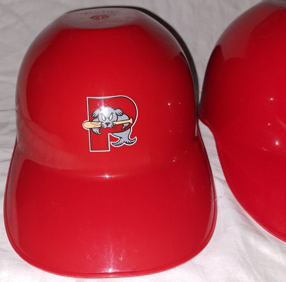 2 Red Plastic Helmet Hats Portland Sea Dogs Baseball Sports